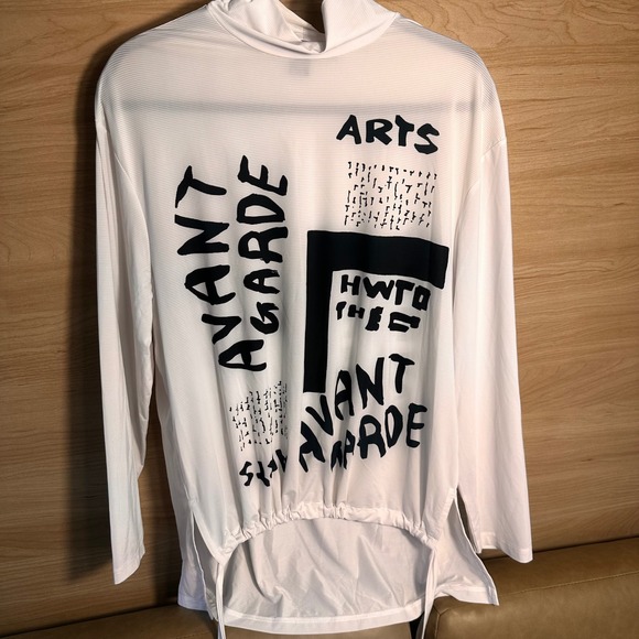 jamie sadock Tops - Jamie Sadock Sunsense Avant Garde Graphic Mock Neck Top White Black Large